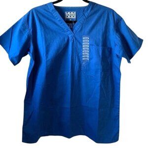 GelScrubs Blue V-Neck Unisex Scrub Top XS 60% Cotton 40% Polyester